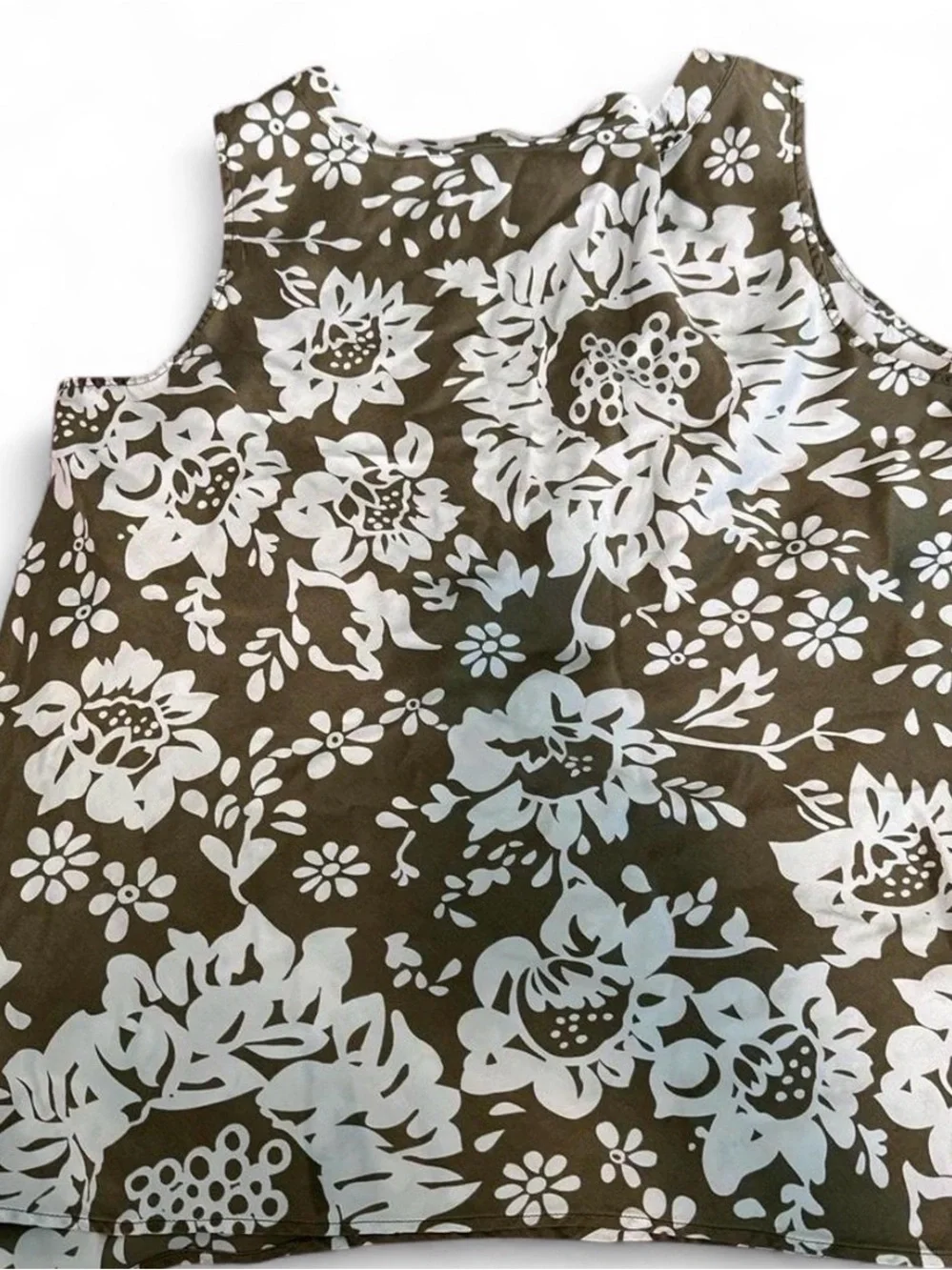 Massimo Olive & Mint Green Floral V-Neck Tank